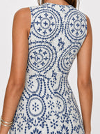 Geometric Print Scallop Mini Dress