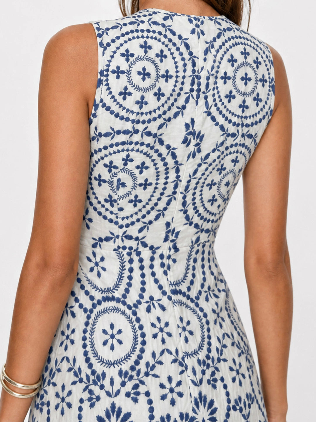 Geometric Print Scallop Mini Dress
