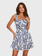 Embroidered Tassel Button-Front Mini Dress