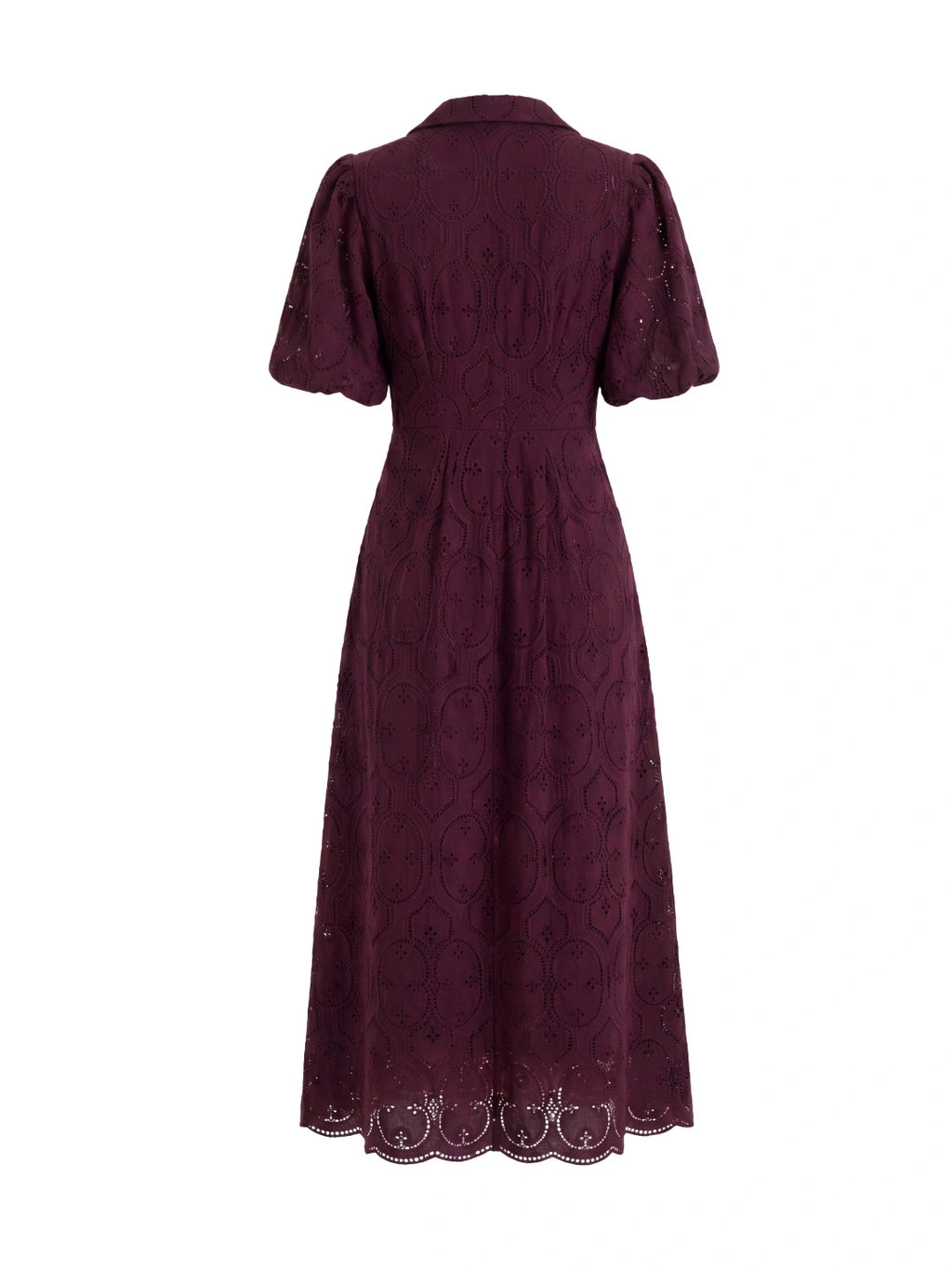 Embroidered puff sleeve long dress
