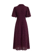 Embroidered puff sleeve long dress