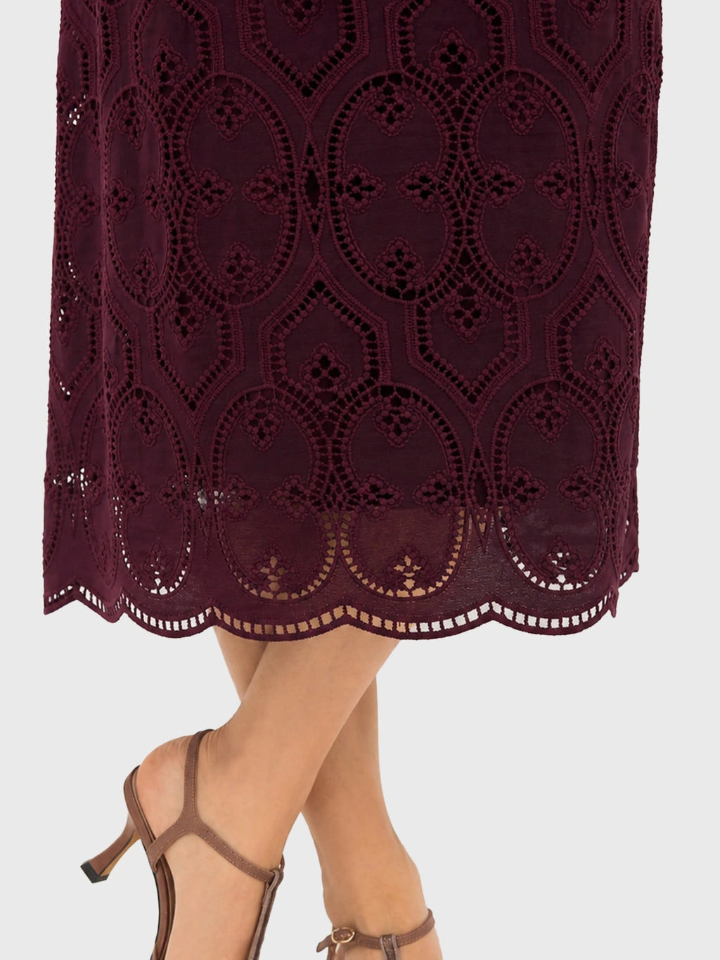 Embroidered puff sleeve long dress