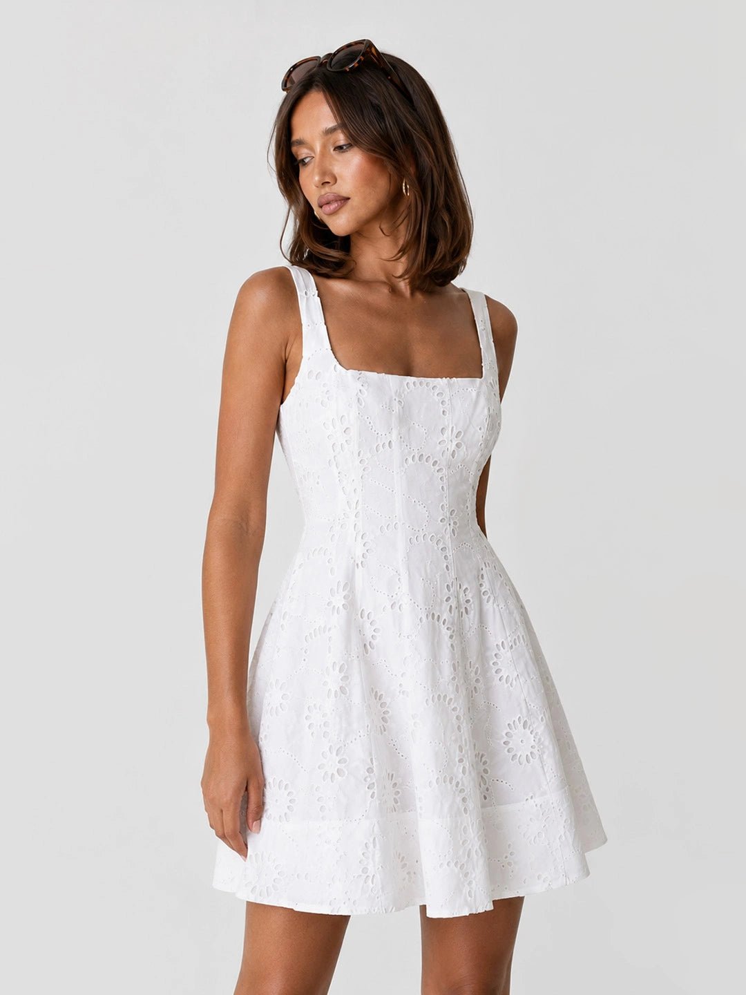 Eyelet Embroidered A-Line Mini Dress Secondary image
