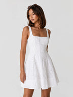 Eyelet Embroidered A-Line Mini Dress