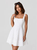 Eyelet Embroidered A-Line Mini Dress