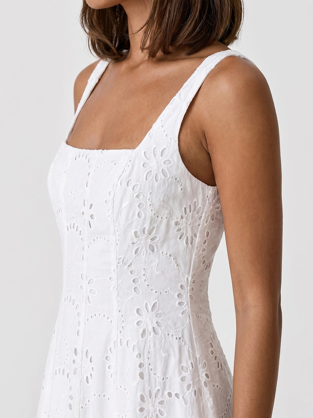 Eyelet Embroidered A-Line Mini Dress