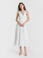 Eyelet Lace Cotton A-Line Midi Dress