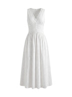 Eyelet Lace Cotton A-Line Midi Dress