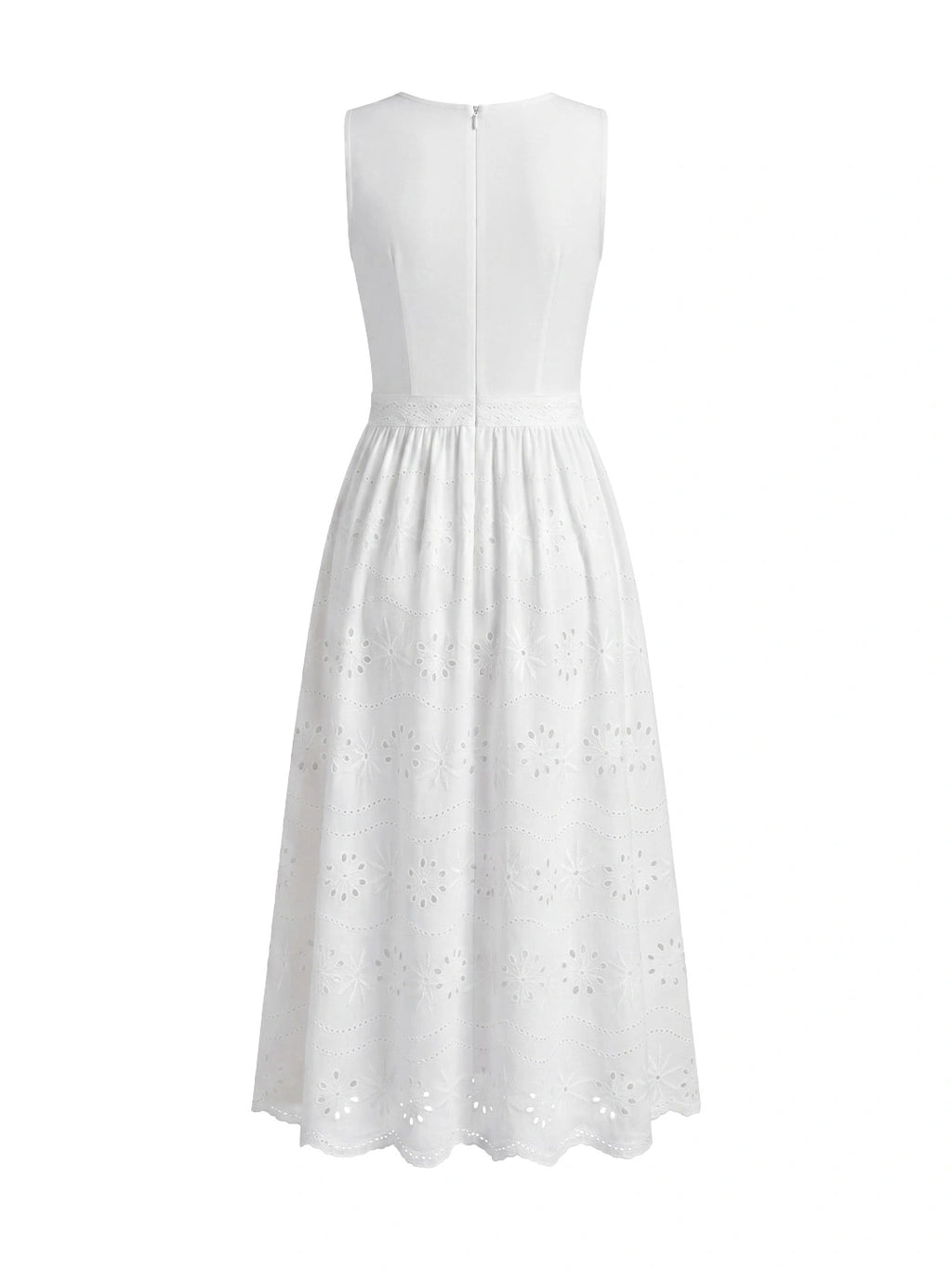 Eyelet Lace Cotton A-Line Midi Dress