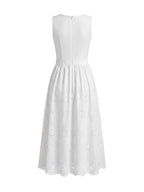 Eyelet Lace Cotton A-Line Midi Dress