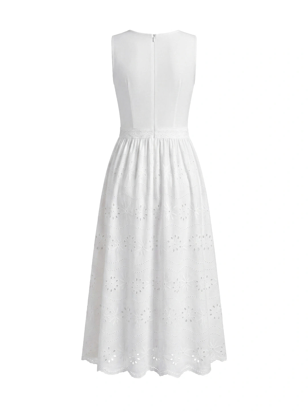 Eyelet Lace Cotton A-Line Midi Dress