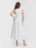 Eyelet Lace Cotton A-Line Midi Dress
