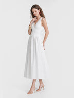 Eyelet Lace Cotton A-Line Midi Dress