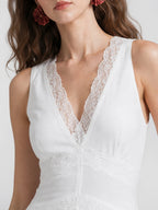 Eyelet Lace Cotton A-Line Midi Dress