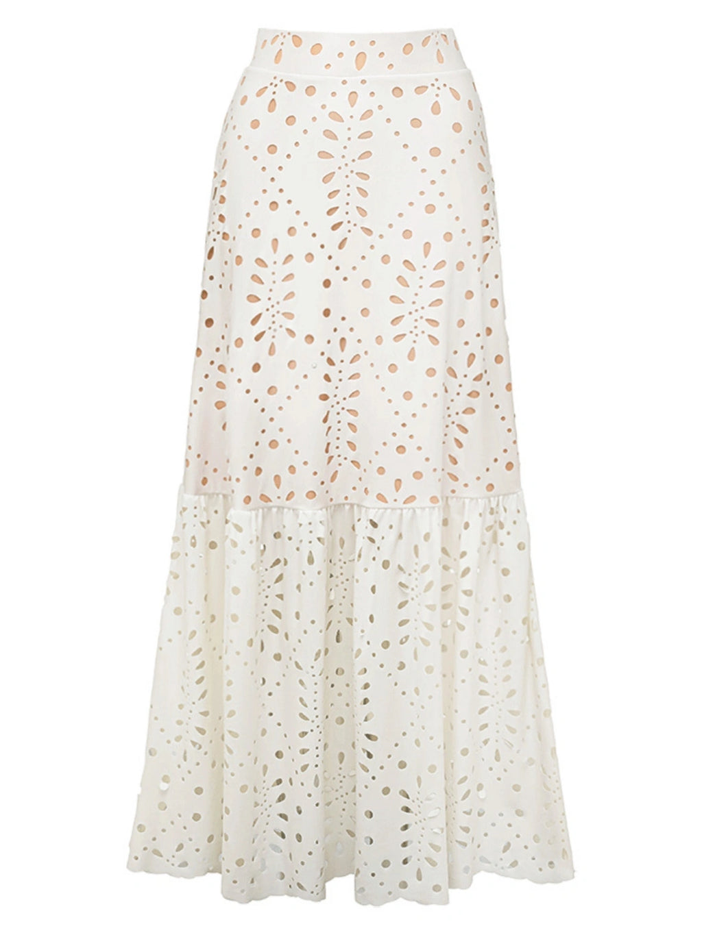 Eyelet One Piece Swimsuit with Cover Up Skirt