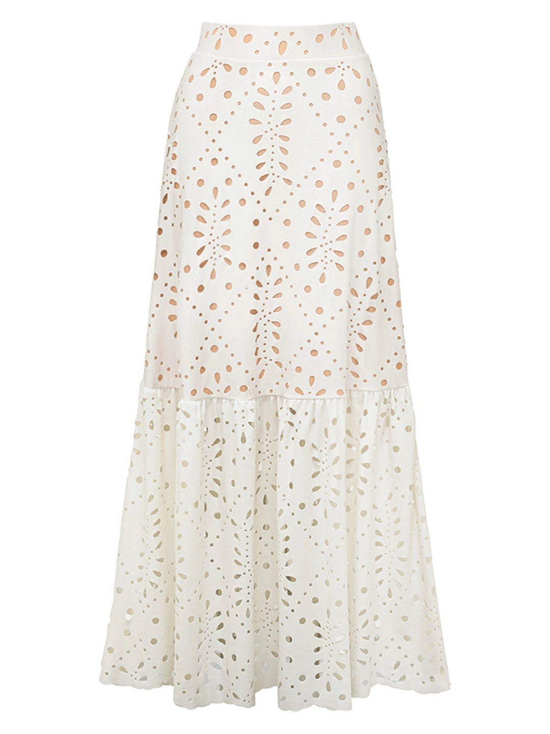 Eyelet One Piece Swimsuit with Cover Up Skirt