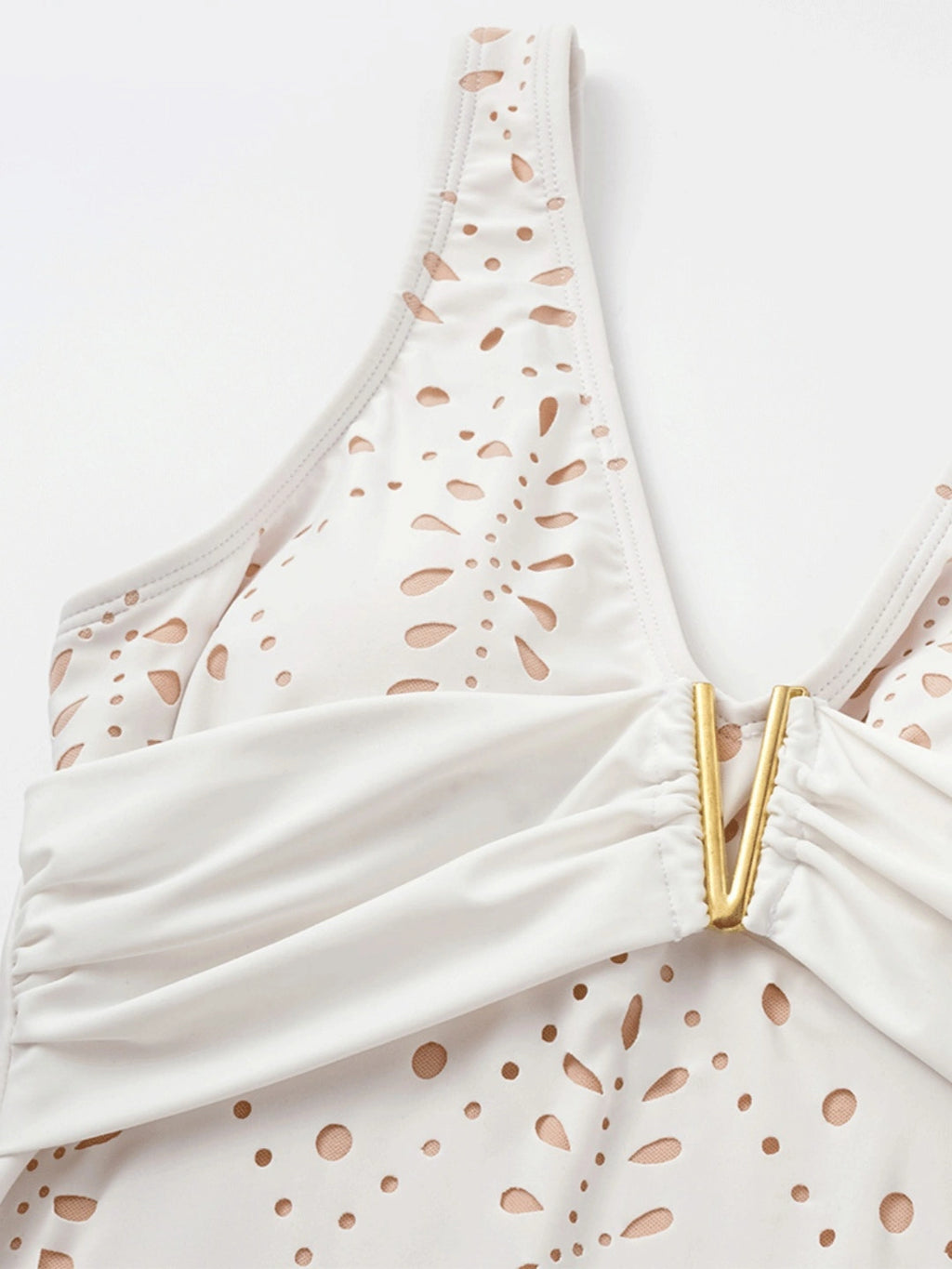 Eyelet One Piece Swimsuit with Cover Up Skirt