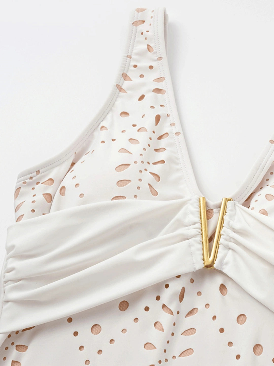 Eyelet One Piece Swimsuit with Cover Up Skirt
