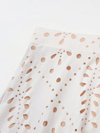 Eyelet One Piece Swimsuit with Cover Up Skirt
