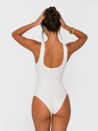 Eyelet One Piece Swimsuit with Cover Up Skirt