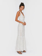 Eyelet One Piece Swimsuit with Cover Up Skirt