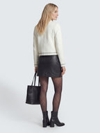 Faux leather A-line mini skirt