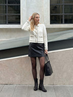 Faux leather A-line mini skirt