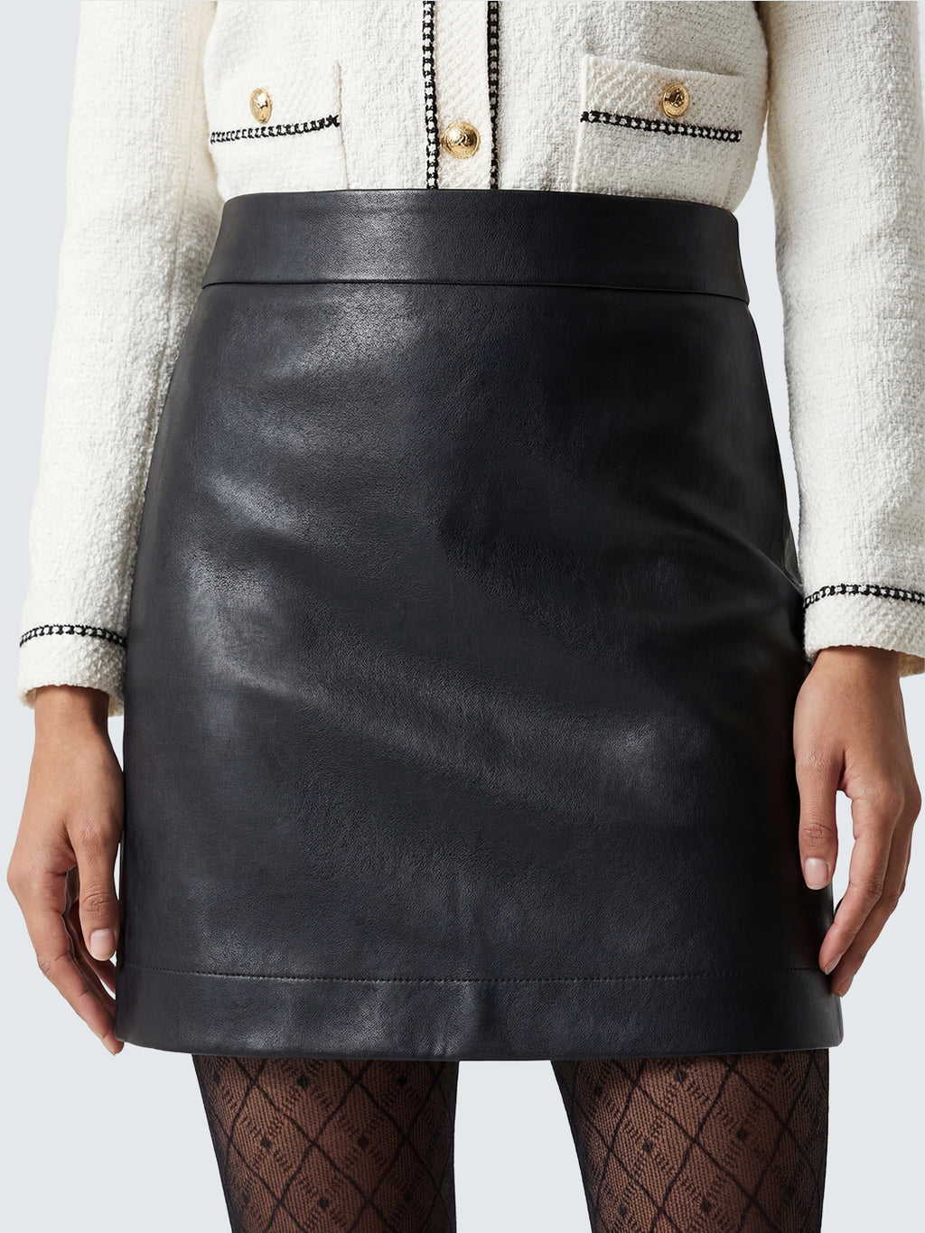 Faux leather A-line mini skirt