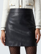 Faux leather A-line mini skirt