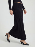 Fitted Ribbed Cotton Maxi Skirt