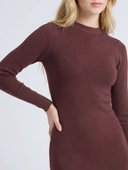 Fitted round neck sweater dress