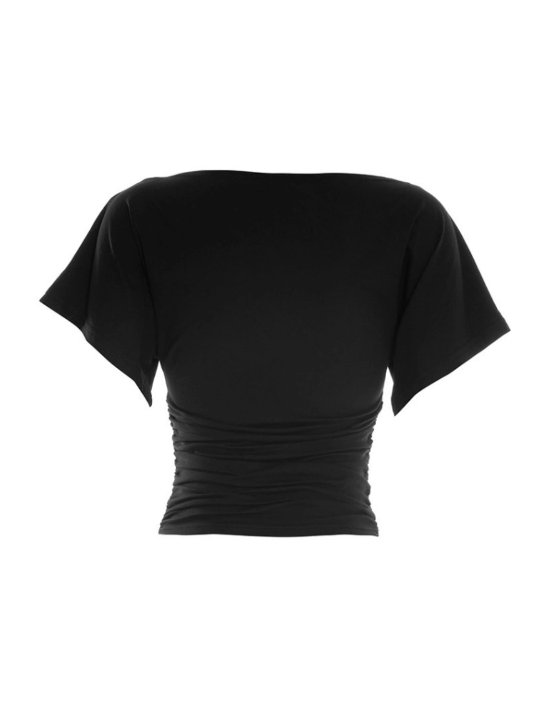 Flutter Sleeve Asymmetric Neck Slim T-Shirt