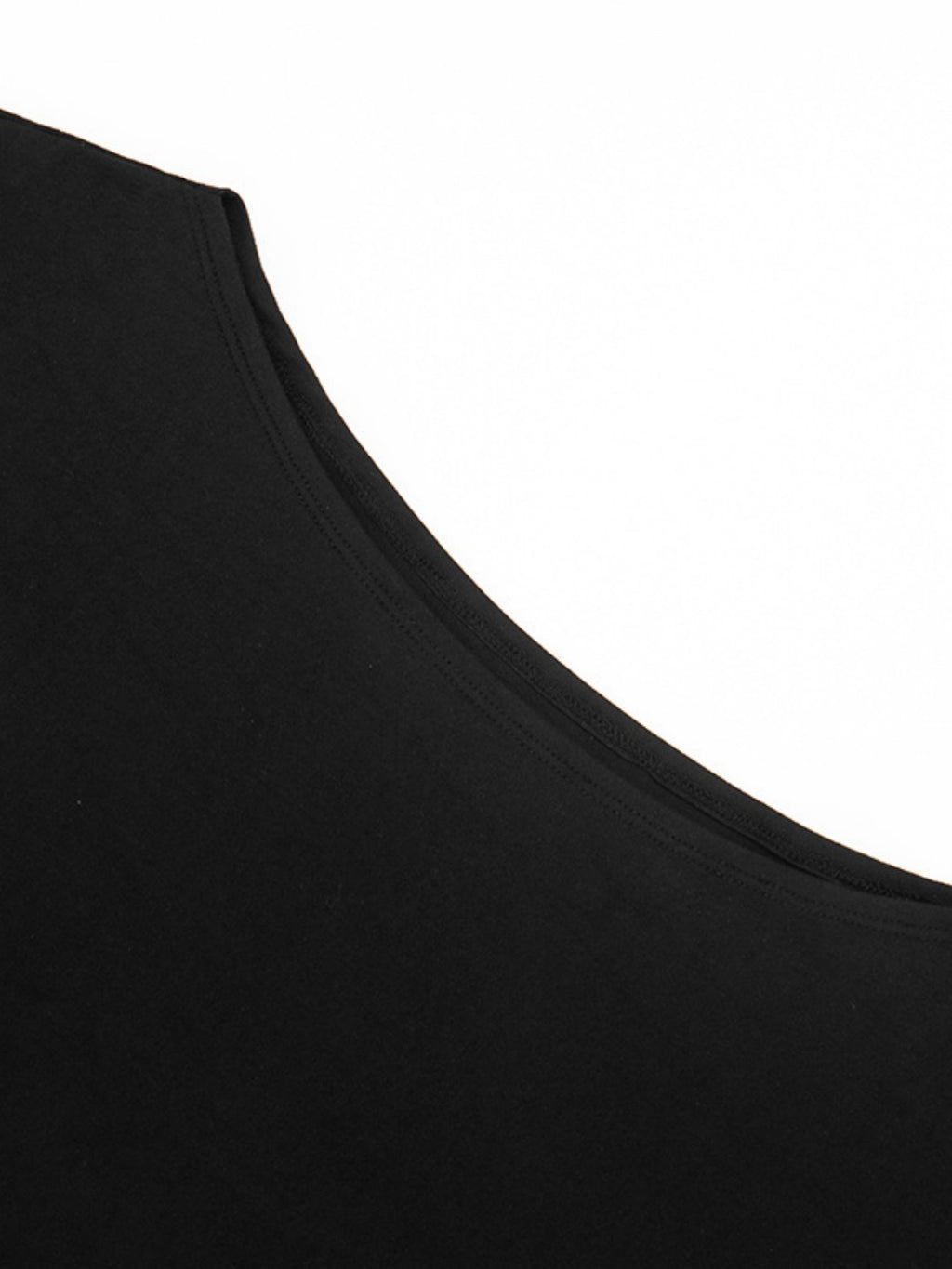 Flutter Sleeve Asymmetric Neck Slim T-Shirt