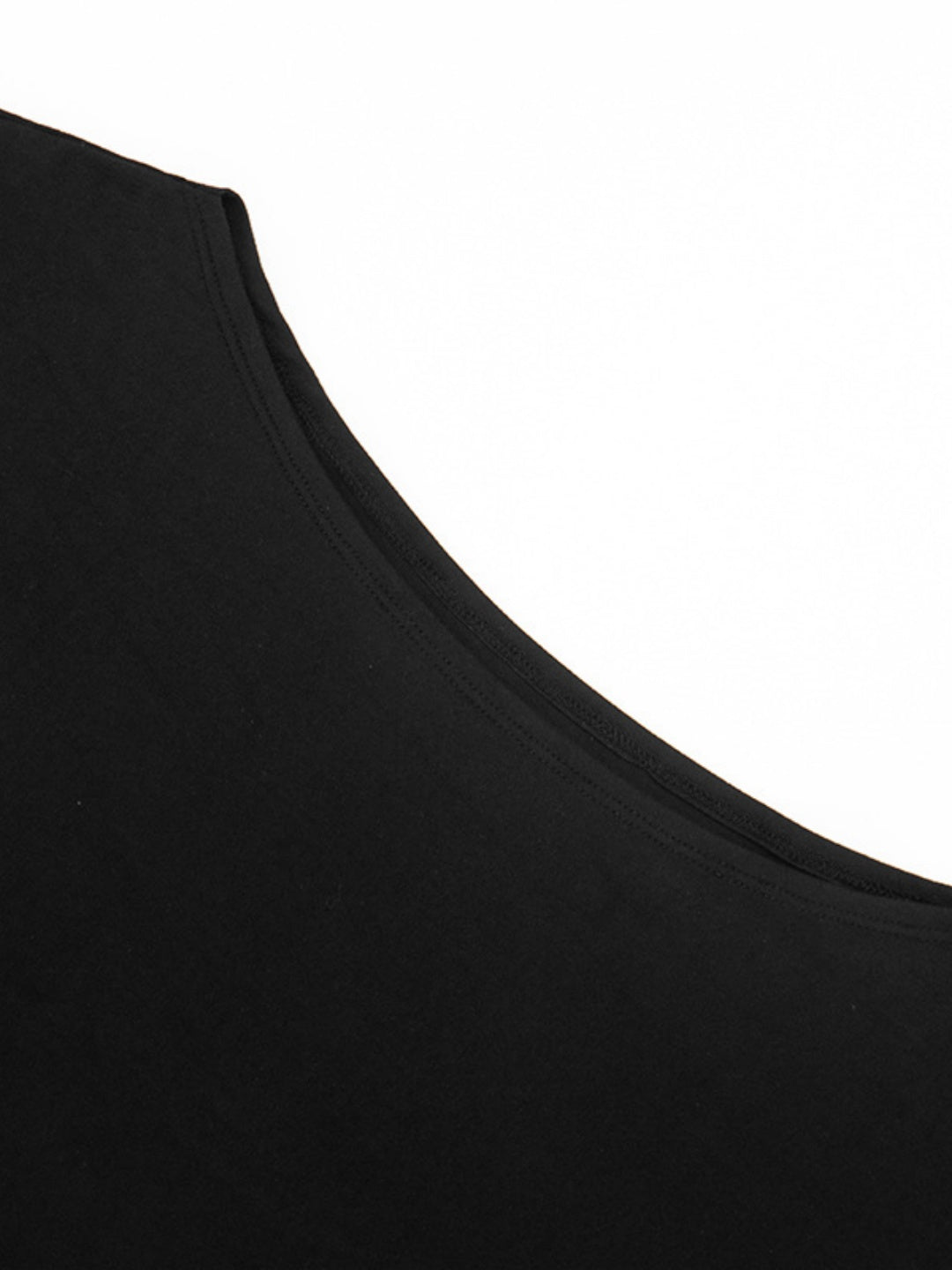 Flutter Sleeve Asymmetric Neck Slim T-Shirt