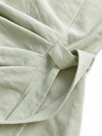 Elegant Lyocell Ruched Tie Waist Blouse