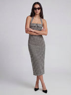 Gingham Halter Bodycon Midi Dress