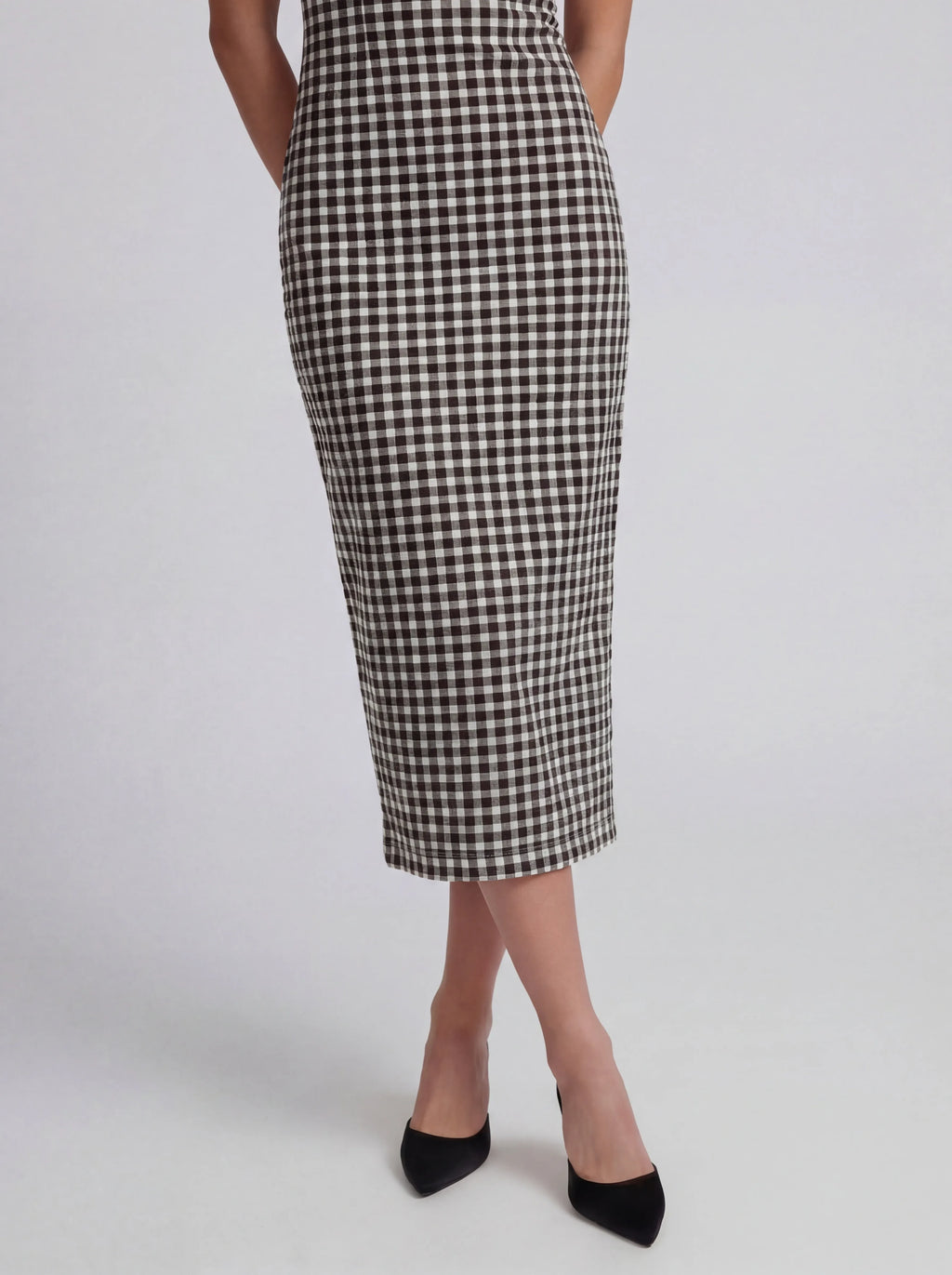 Gingham Halter Bodycon Midi Dress