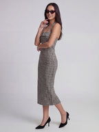 Gingham Halter Bodycon Midi Dress