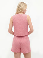 Gingham Linen Vest Set