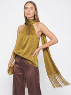 Glamorous Halterneck Vest with Fringe