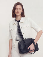 Half Sleeve Cropped Denim Jacket
