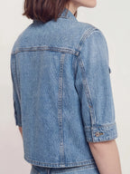 Half Sleeve Cropped Denim Jacket