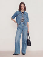 Half Sleeve Cropped Denim Jacket