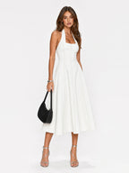 Halter Cutout A-Line Summer Midi Dress