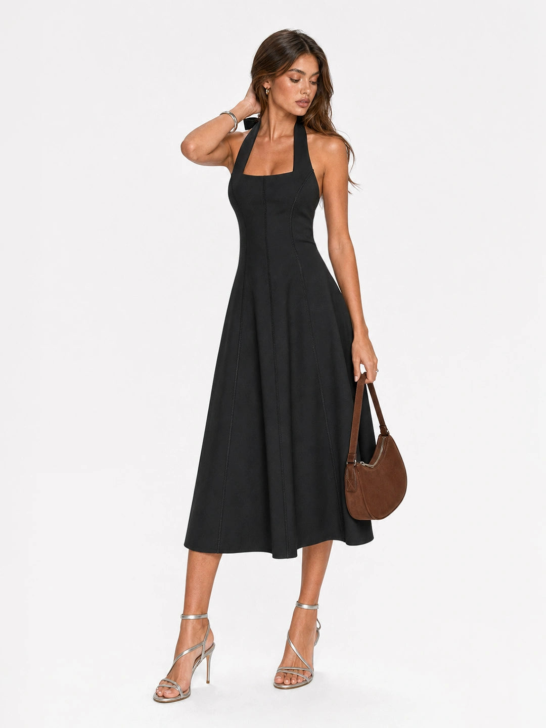 Halter Cutout A-Line Summer Midi Dress