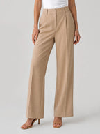 High-Waisted Tailored Elastic Wide-Leg Trousers
