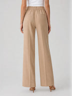 High-Waisted Tailored Elastic Wide-Leg Trousers