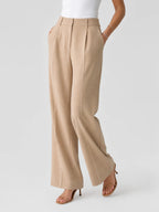 High-Waisted Tailored Elastic Wide-Leg Trousers