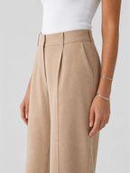 High-Waisted Tailored Elastic Wide-Leg Trousers