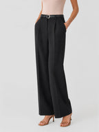 High-Waisted Tailored Elastic Wide-Leg Trousers